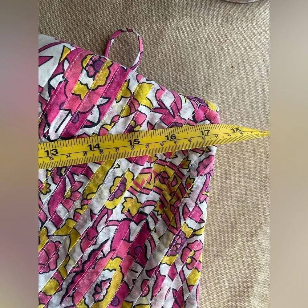 Tory Burch Sun Dress Pink Yellow Floral Alhambra Malta Sleeveless Size 6